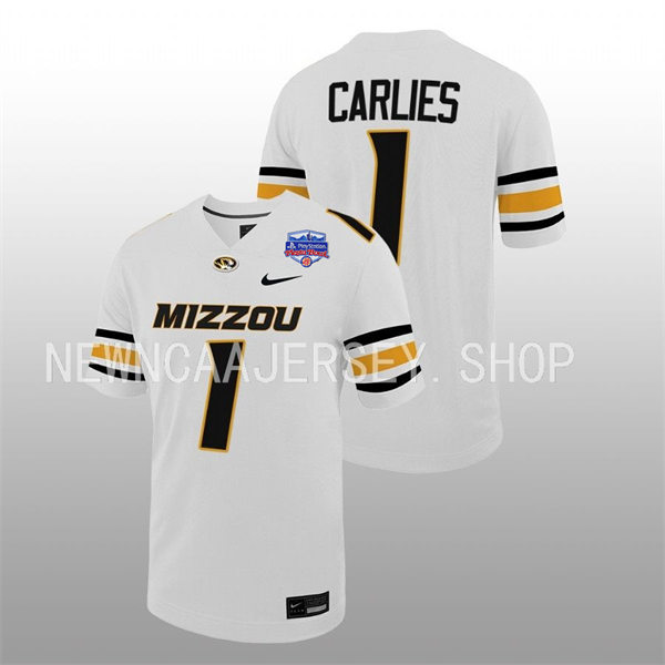 Mens Youth Missouri Tigers #1 Jaylon Carlies Nike White College Football Game Jersey