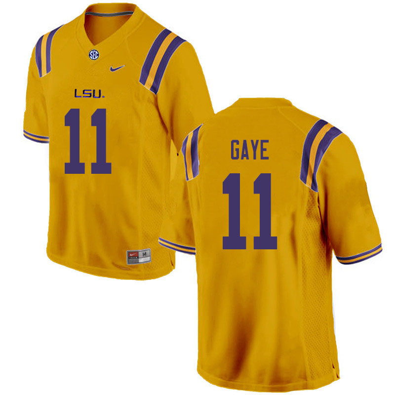 Mens LSU Tigers #11 Ali Gaye Gold College Football Jersey