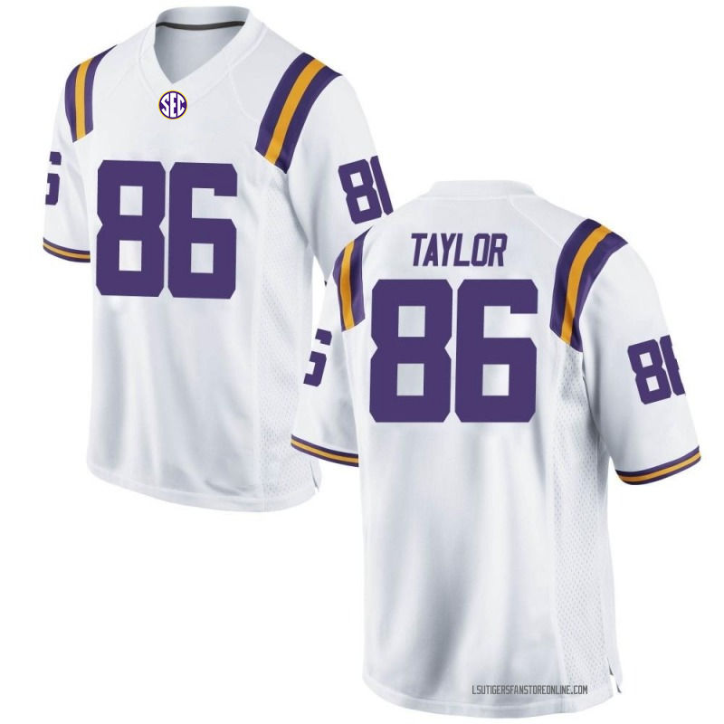 Mens Youth LSU Tigers #86 Mason Taylor 2022 White College Football Game Jersey