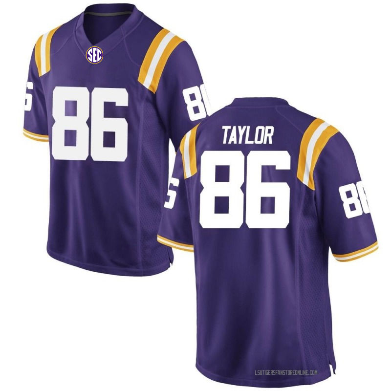 Mens Youth LSU Tigers #86 Mason Taylor College Football Game Jersey Purple