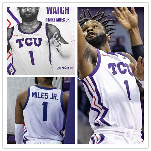 Men's Youth TCU Horned Frogs #1 Mike Miles Jr. Nike White 2022-23 College Basketball Game Jersey