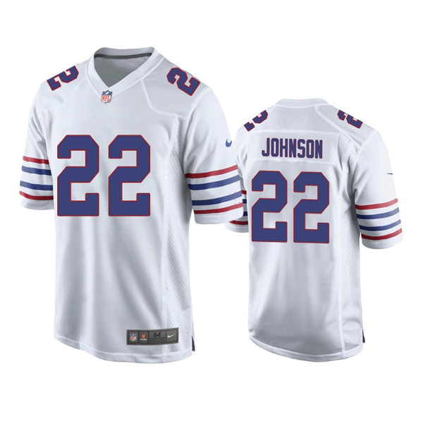 Mens Buffalo Bills #22 Duke Johnson Nike White Alternate Retro Vapor Limited Player Jersey