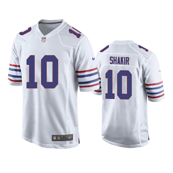 Mens Buffalo Bills #10 Khalil Shakir Nike White Alternate Retro Vapor Limited Player Jersey