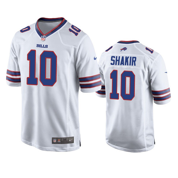 Mens Buffalo Bills #10 Khalil Shakir Nike White Away Vapor Limited Player Jersey