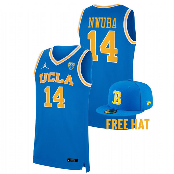 Men's Youth UCLA Bruins #14 Kenneth Nwuba College Basketball Game Jersey Jordan Brand Blue 