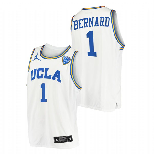 Men's Youth UCLA Bruins #1 Jules Bernard College Basketball Game Jersey Jordan Brand White