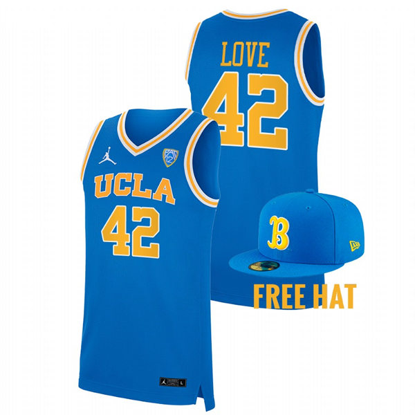 Men's Youth UCLA Bruins #42 Kevin Love College Basketball Game Jersey Jordan Brand Blue 