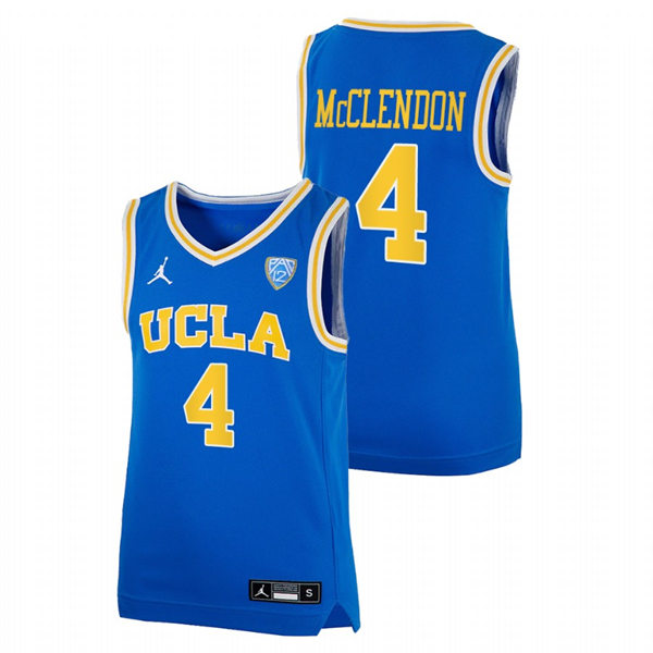Men's Youth UCLA Bruins #4 Will McClendon College Basketball Game Jersey Jordan Brand Blue 