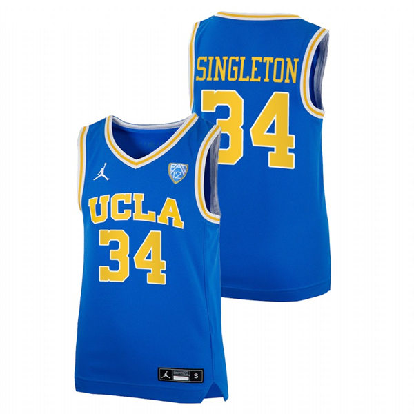 Men's Youth UCLA Bruins #34 David Singleton College Basketball Game Jersey Jordan Brand Blue 