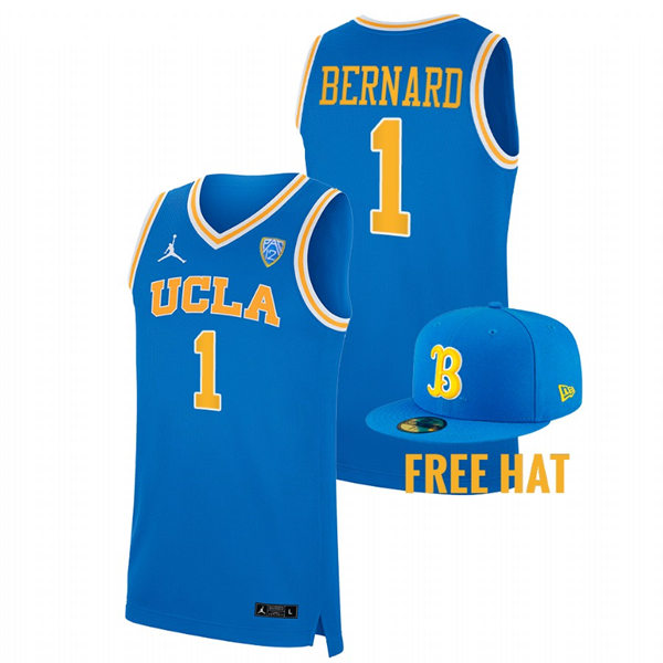 Men's Youth UCLA Bruins #1 Jules Bernard College Basketball Game Jersey Jordan Brand Blue 