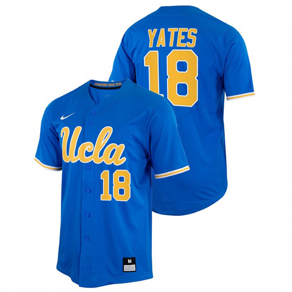 Men's Youth UCLA Bruins #18 Carson Yates Nike Royal College Baseball Game Jersey