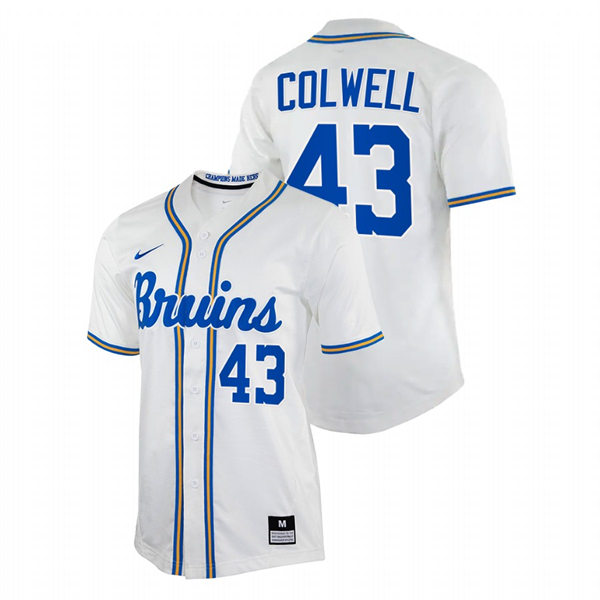 Men's Youth UCLA Bruins #43 Daniel Colwell Nike College Baseball Game Jersey White 