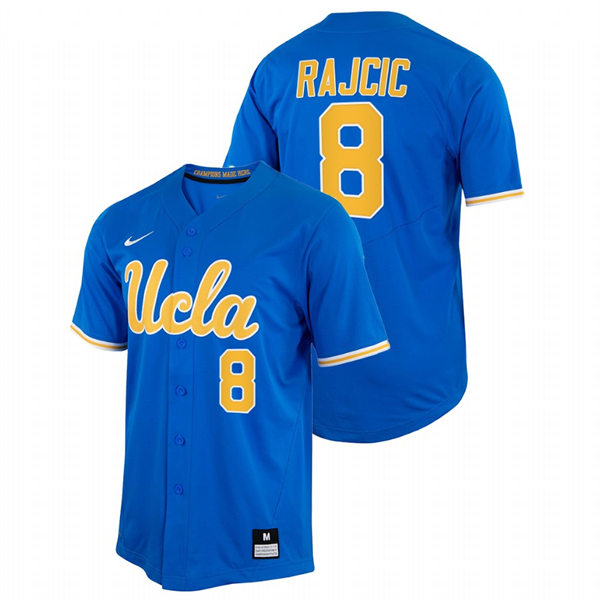 Men's Youth UCLA Bruins #8 Max Rajcic Nike Royal College Baseball Game Jersey