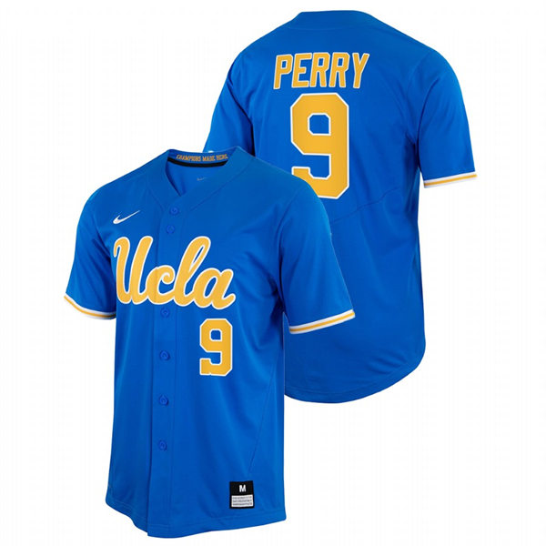 Men's Youth UCLA Bruins #9 Darius Perry Nike Royal College Baseball Game Jersey