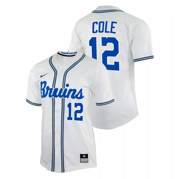 Men's Youth UCLA Bruins #12 Gerrit Cole Nike College Baseball Game Jersey White 