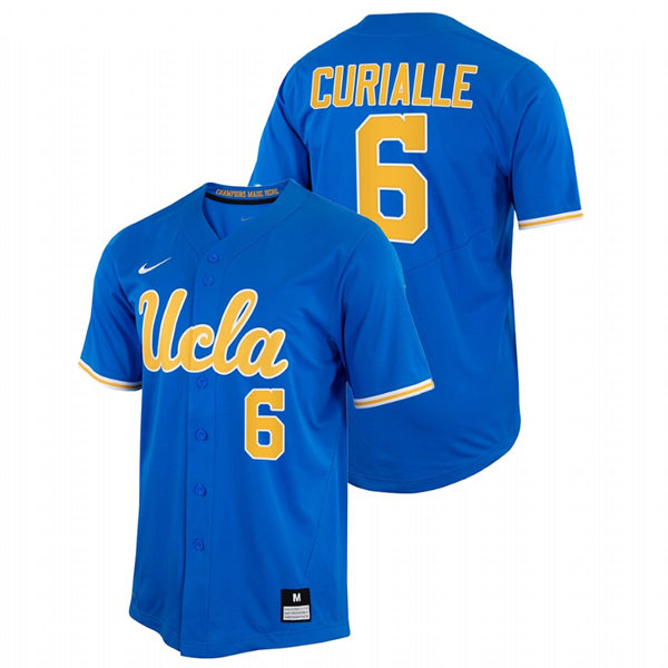 Men's Youth UCLA Bruins #6 Michael Curialle Nike Royal College Baseball Game Jersey