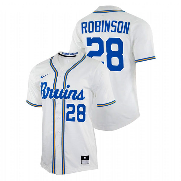 Men's Youth UCLA Bruins #28 Jackie Robinson Nike White College Baseball Game Jersey