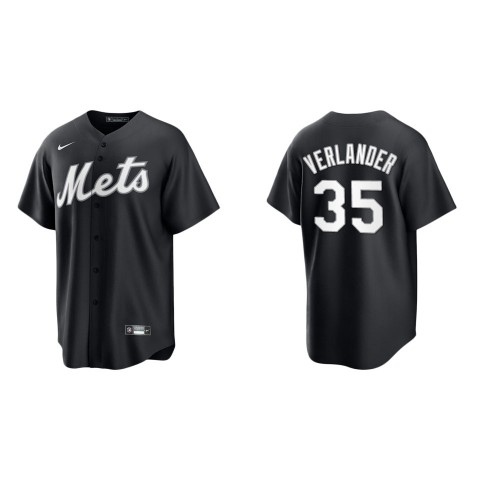 Men's New York Mets #35 Justin Verlander Nike Black White Collection Jersey