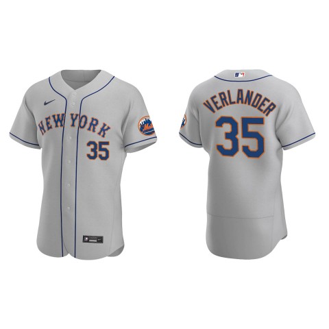 Men's New York Mets #35 Justin Verlander Grey Road FlexBase Player Jersey