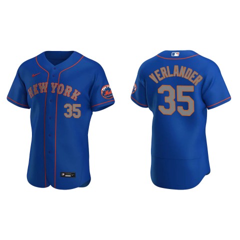 Men's New York Mets #35 Justin Verlander Blue Grey Flex Base Jersey