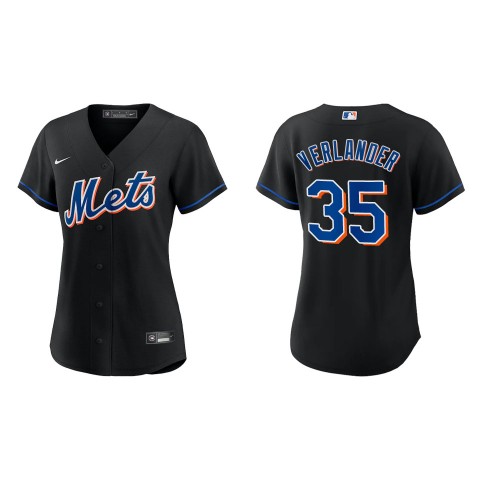 Women's New York Mets #35 Justin Verlander Nike Black Alternate Jersey