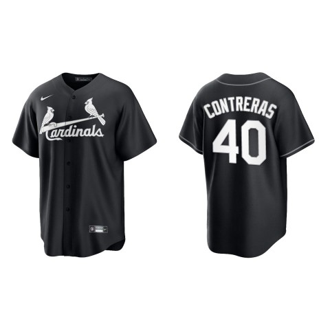 Mens St. Louis Cardinals #40 Willson Contreras Nike Black White Collection Jersey