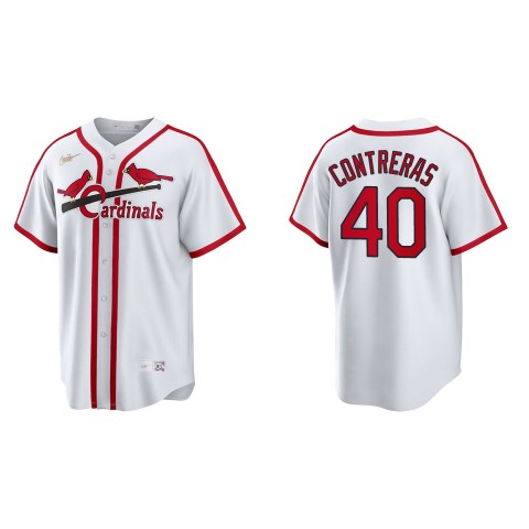 Mens St. Louis Cardinals #40 Willson Contreras Nike White Cooperstown Collection Jersey