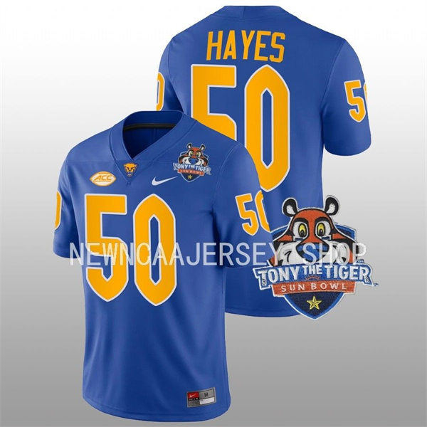 Mens Pittsburgh Panthers #50 Dayon Hayes Royal College Football Game Jersey