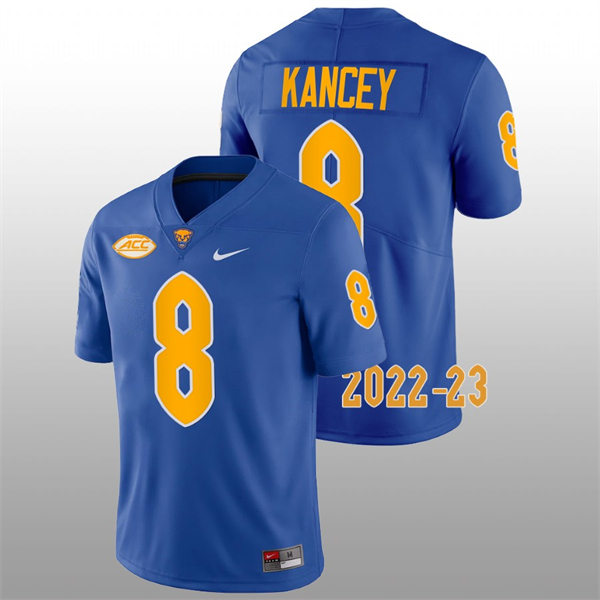 Mens Pittsburgh Panthers #8 Calijah Kancey Royal College Football Game Jersey