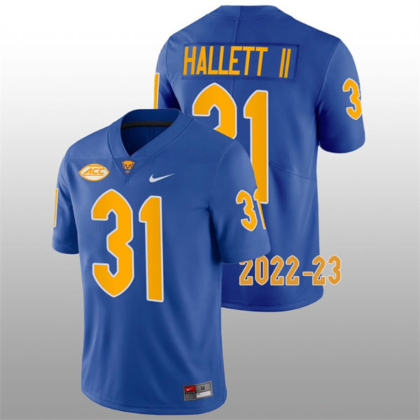 Mens Pittsburgh Panthers #31 Erick Hallett II Royal College Football Game Jersey