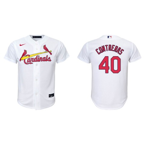 Youth St. Louis Cardinals #40 Willson Contreras White Home CoolBase Jersey