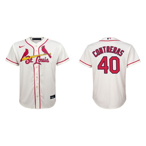 Youth St. Louis Cardinals #40 Willson Contreras Nike Cream Alternate CoolBase Jersey