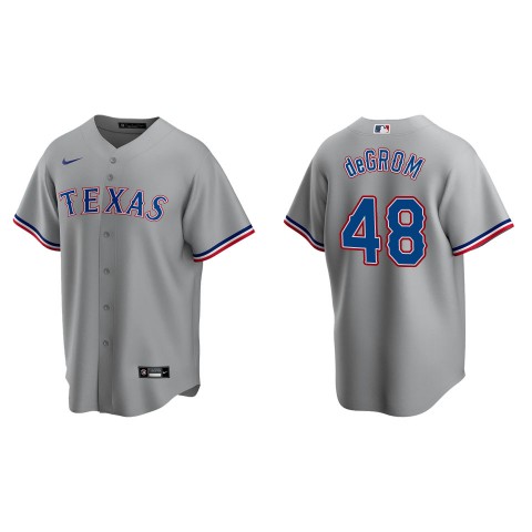 Mens Texas Rangers #48 Jacob deGrom Nike Grey Road CoolBase Player Jersey