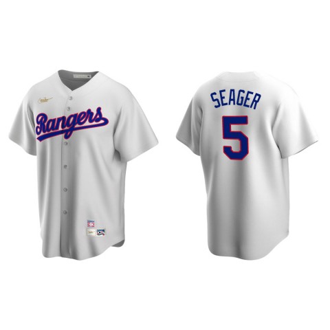 Mens Texas Rangers #5 Corey Seager Nike White Cooperstown Collection Jersey