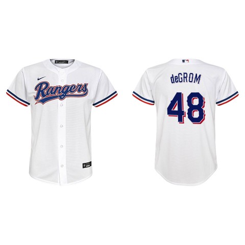 Youth Texas Rangers #48 Jacob deGrom White Home CoolBase Jersey