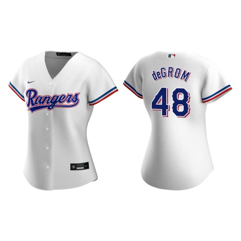 Womens Texas Rangers #48 Jacob deGrom White Home CoolBase Jersey
