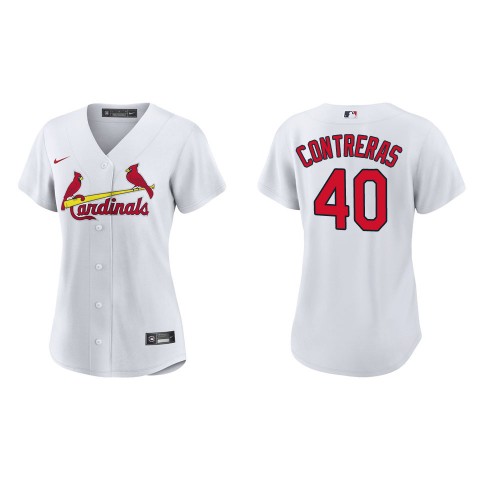 Womens St. Louis Cardinals #40 Willson Contreras White Home CoolBase Jersey