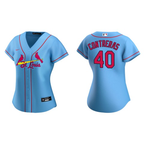 Womens St. Louis Cardinals #40 Willson Contreras Nike Light Blue Alternate CoolBase Jersey