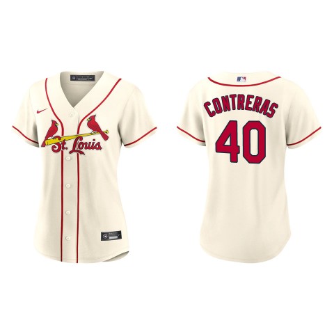 Womens St. Louis Cardinals #40 Willson Contreras Nike Cream Alternate CoolBase Jersey