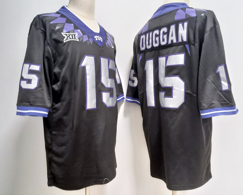 Mens TCU Horned Frogs #15 Max Duggan 2022 Black College Football Game Jersey