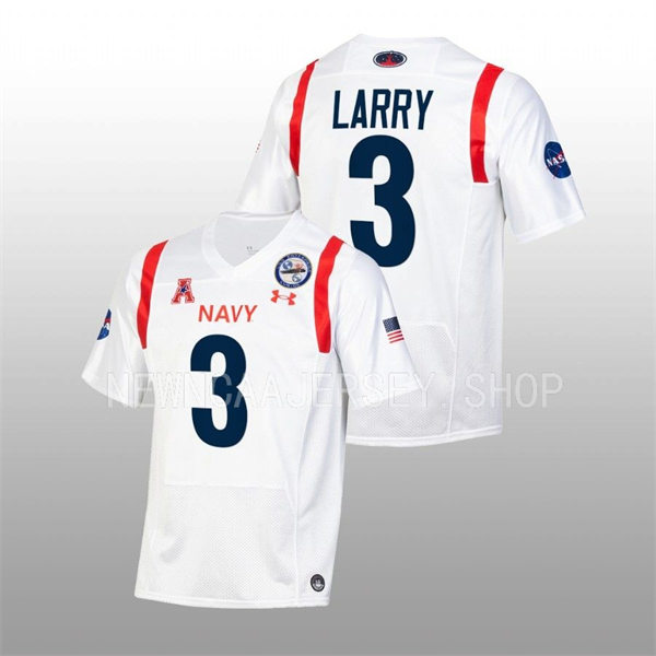 Mens Youth Navy Midshipmen #3 Elias Larry 2022 White astronaut-themed alternate Football Jersey