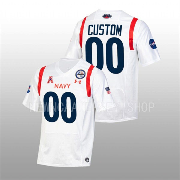 Mens Youth Navy Midshipmen Custom 2022 White astronaut-themed alternate Football Jersey
