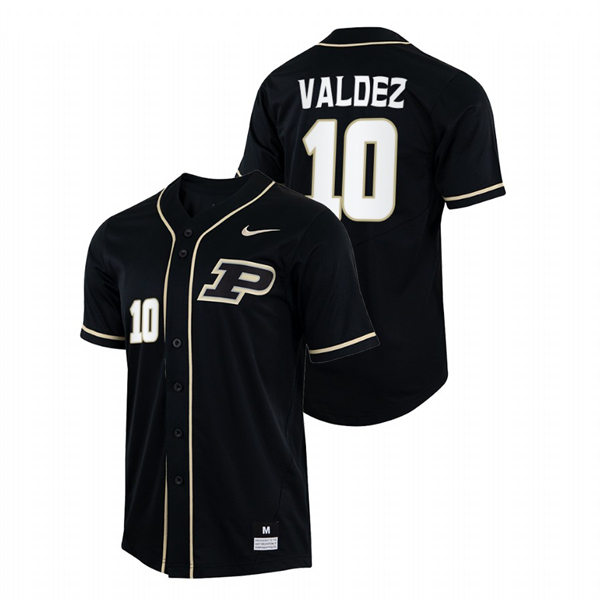 Mens Youth Purdue Boilermakers #10 C.J. Valdez Nike Black College Baseball Game Jersey