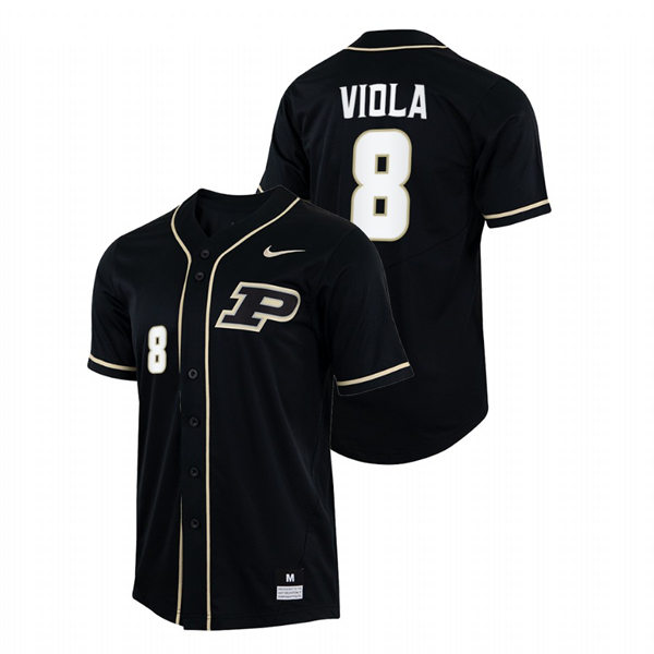 Mens Youth Purdue Boilermakers #8 Troy Viola Nike Black College Baseball Game Jersey