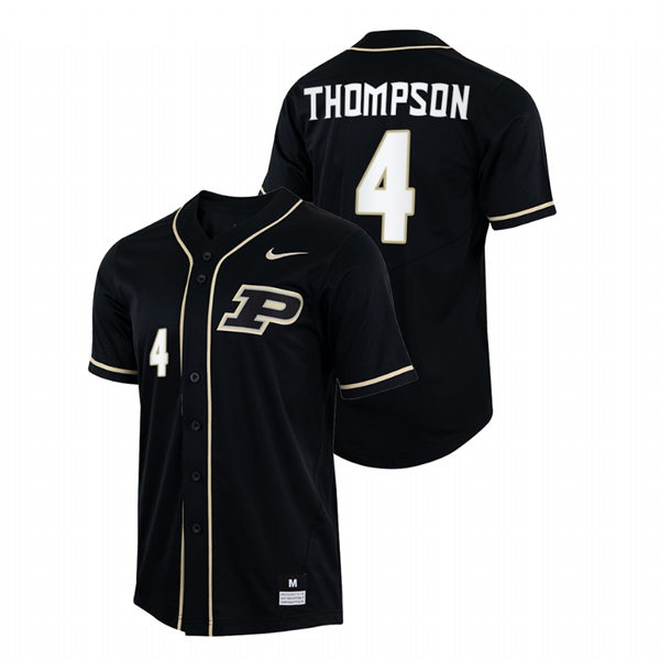 Mens Youth Purdue Boilermakers #4 Cam Thompson Nike Black College Baseball Game Jersey