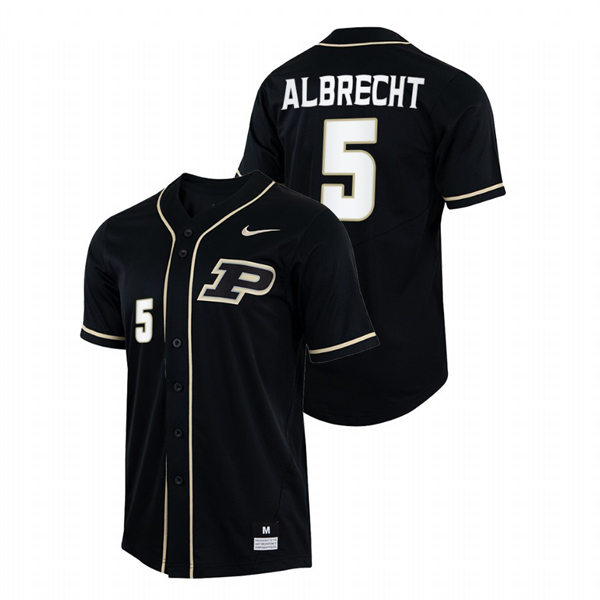 Mens Youth Purdue Boilermakers #5 Evan Albrecht Nike Black College Baseball Game Jersey