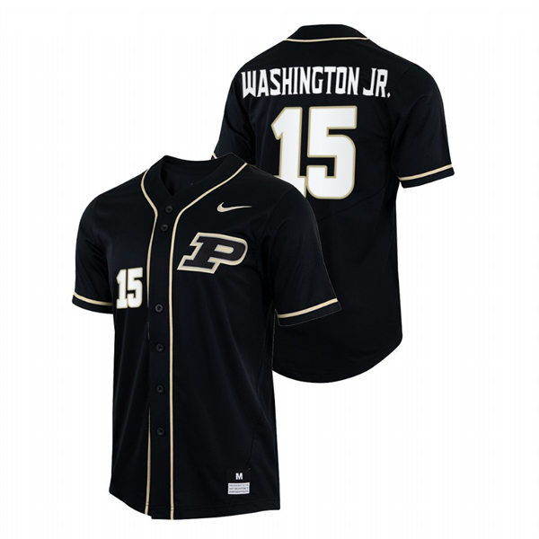 Mens Youth Purdue Boilermakers #15 Curtis Washington Jr. Nike Black College Baseball Game Jersey