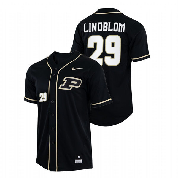 Mens Youth Purdue Boilermakers #29 Josh Lindblom Nike Black College Baseball Game Jersey