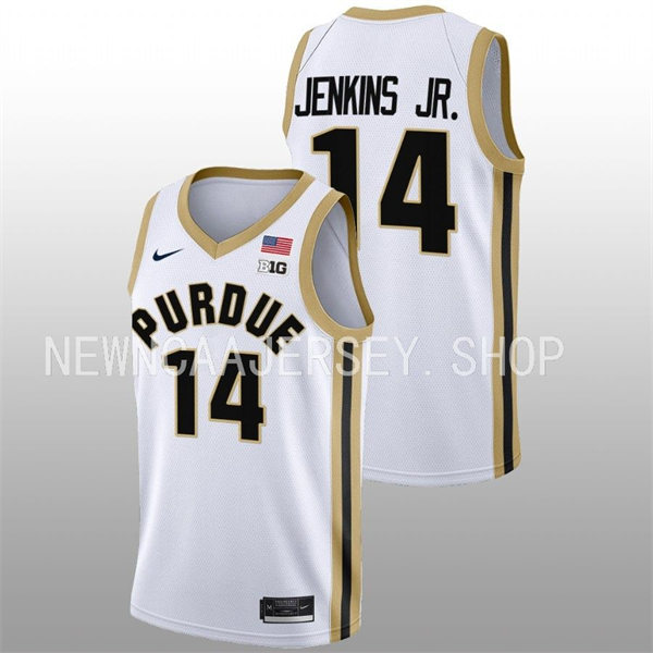 Mens Youth Purdue Boilermakers #14 David Jenkins Jr. 2022-23 White College Basketball Game Jersey