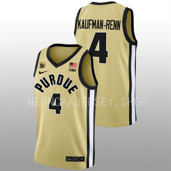 Mens Youth Purdue Boilermakers #4 Trey Kaufman-Renn 2022-23 Maize College Basketball Game Jersey